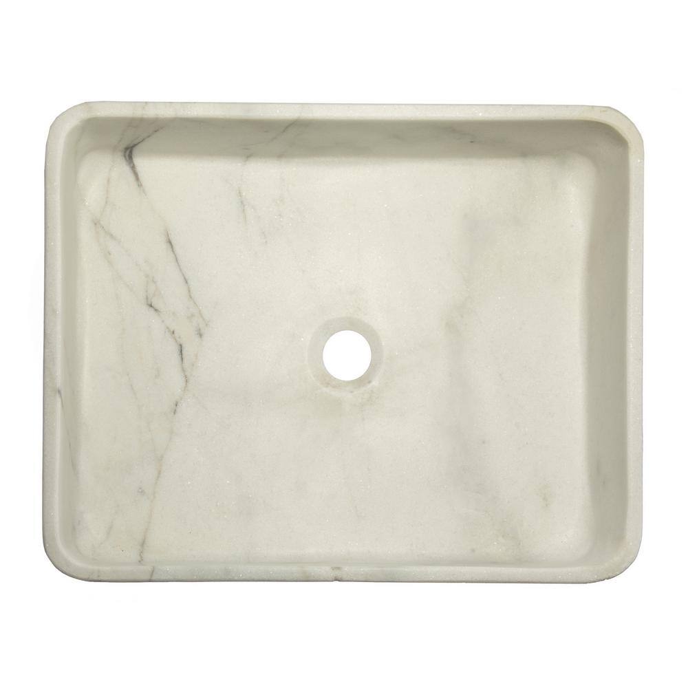 Guanxi White Marble Rectangular Vessel Bathroom Sink