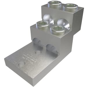 Aluminum Panelboard Lug, Dual Rated, Conductor Range 600-2, 4-Ports, 2 Holes, 3/8 in. Bolt Size