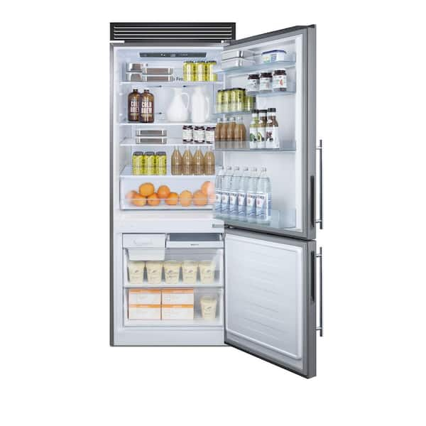 Summit Appliance 28 in. 14.6 cu. ft. Bottom Freezer Refrigerator in  Stainless Steel, Counter Depth FFBF279SSXH72 - The Home Depot