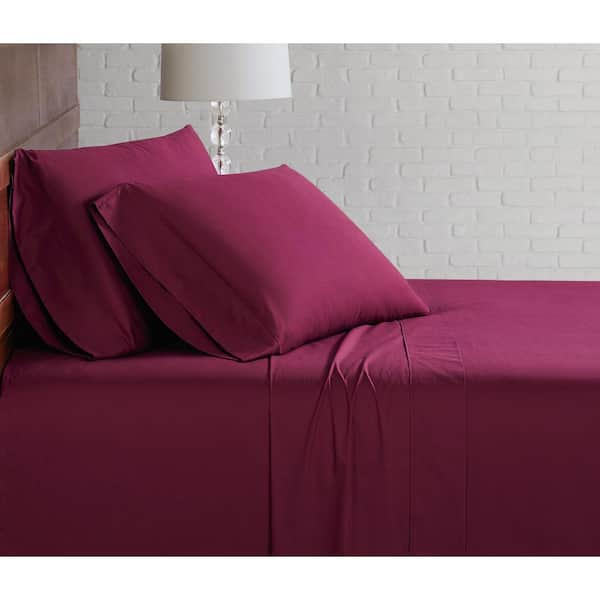 Brooklyn Loom Classic Cotton Burgundy Full Sheet Set