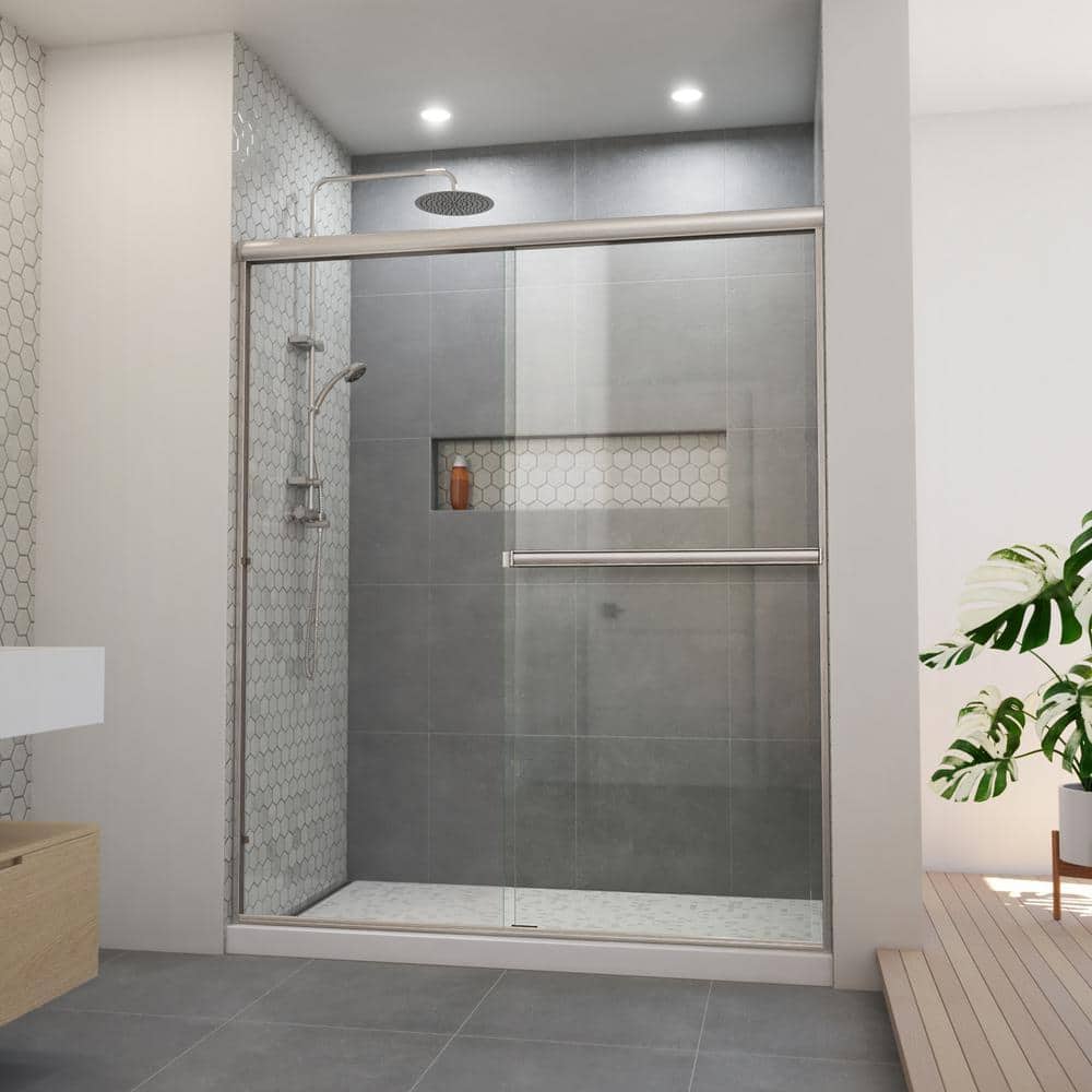 Alliance Pro 60" Brushed Nickel Semi-Frameless Sliding Shower Door