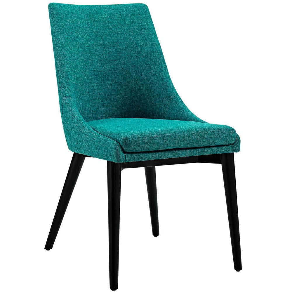 High Parsons Teal Upholstered Side Chair with Wood Legs