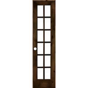 24 in. x 96 in. Rustic Knotty Alder 12-Lite Right-Hand Clear Glass Black Stain Solid Wood Single Prehung Interior Door