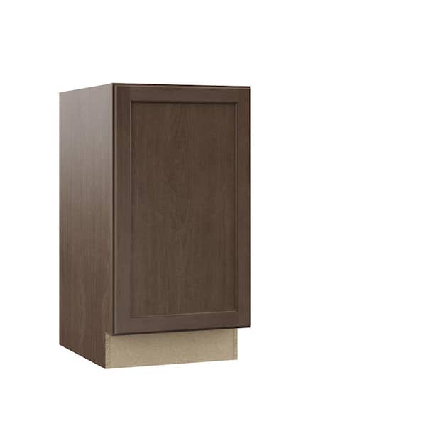 Hampton Bay Shaker 18 in. W x 24 in. D x 34.5 in. H Assembled Pull Out Waste Bin Base Kitchen Cabinet in Brindle