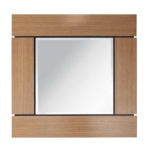 35.4 in. W x 35.4 in. H Brown Square Accent Wood Mirror