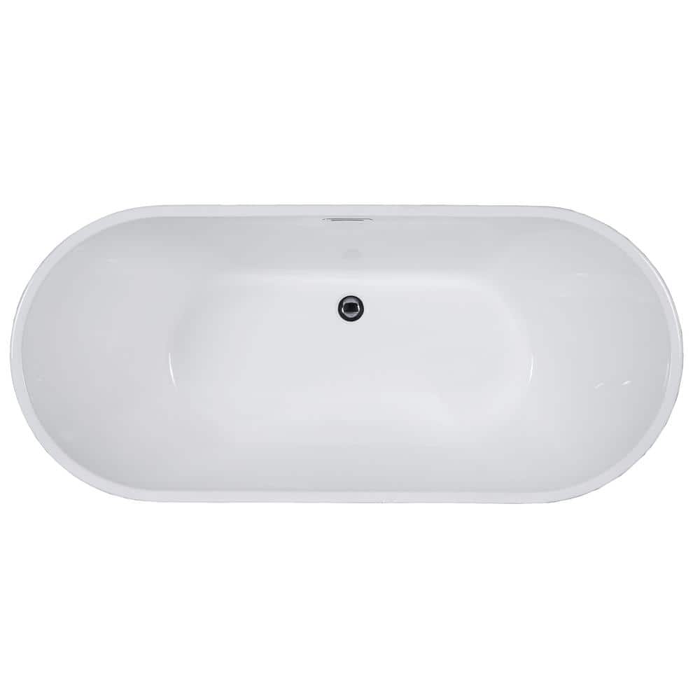 59'' White Acrylic Free Standing Soaking Bathtub