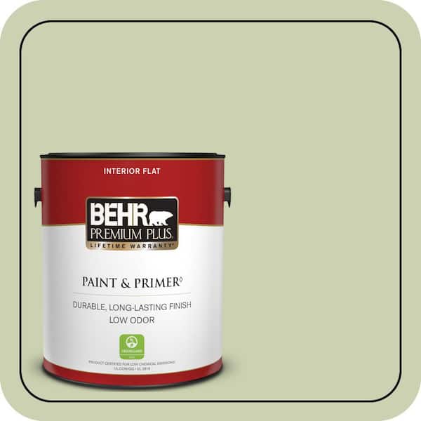 BEHR PREMIUM PLUS 1 gal. #ECC-12-2 Meadow Glen Flat Low Odor Interior Paint & Primer