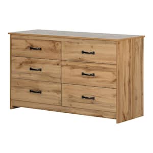 Tassio 6-Drawer Nordik Oak Dresser 31.25 in X 52 in X 19 in