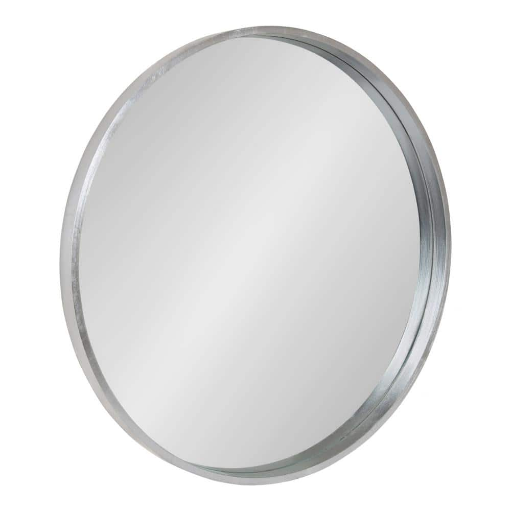 Medium Round Silver Contemporary Mirror (25.59 in. H x 25.59 in. W) -  Kate and Laurel, 216185