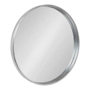 Medium Round Silver Contemporary Mirror (25.59 in. H x 25.59 in. W)