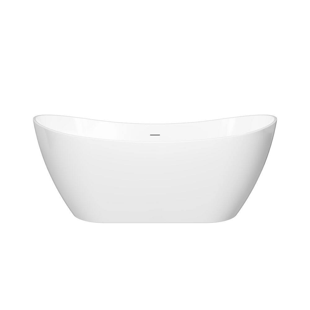 VELA 67 in. x 29 in. Freestanding Acrylic Double Slipper Soaking Bathtub in Glossy White with Chrome Center Drain price history on PriceWatchPro