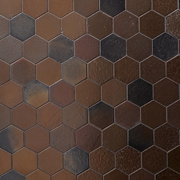Ivy Hill Tile Deco Lava Hex Bronze 12.83 x 10.23 in. Metallic Lava Stone Floor and Wall Mosaic Tile (0.86 sq. ft./Each)