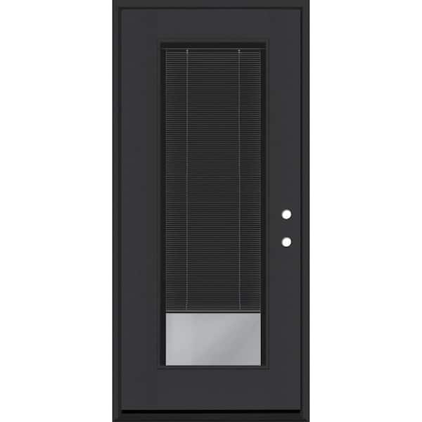 Legacy 36 in. x 80 in. Full Lite Clear Glass Noir Miniblind LHIS Black Finish Fiberglass Prehung Door w/6-9/16 in. Jamb