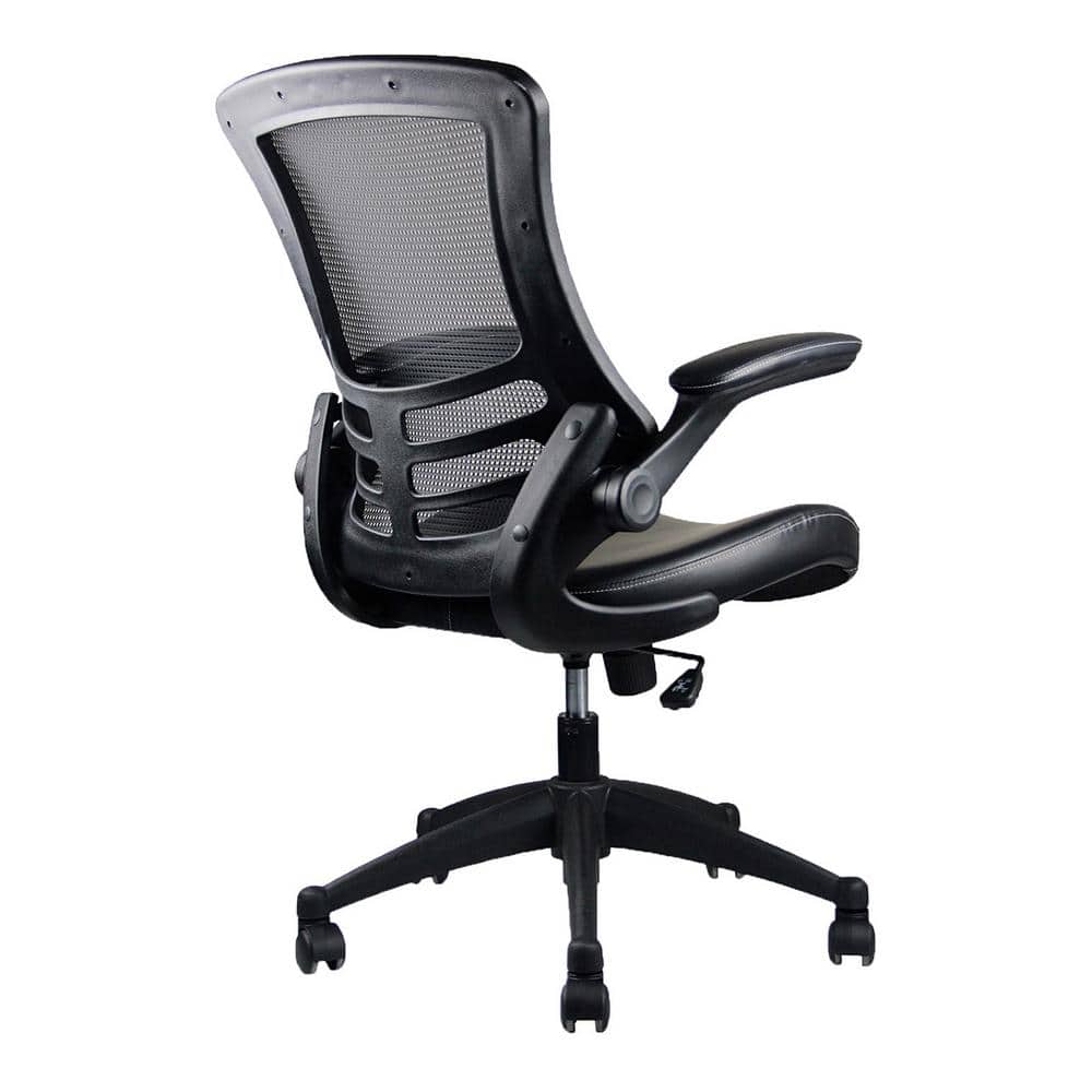 Ergonomic Black Mesh and Leather Task Chair with Adjustable Arms