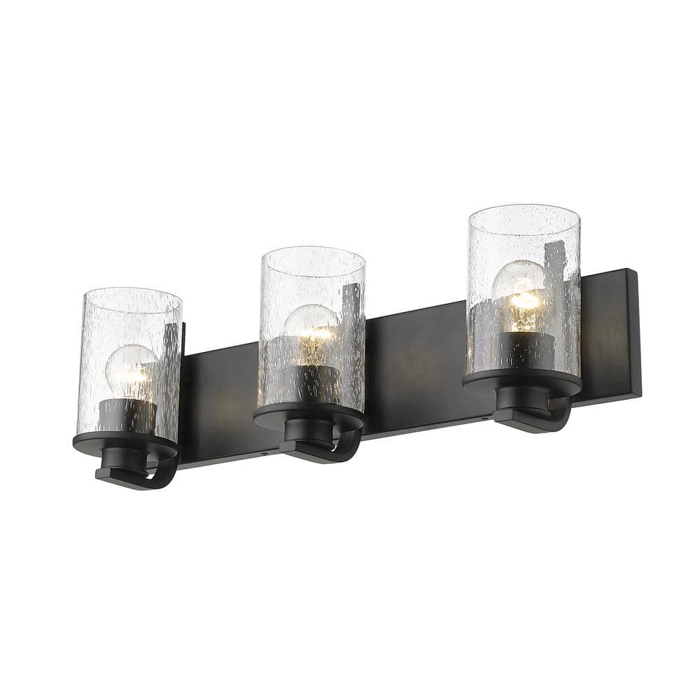Matte Black Steel 3-Light Dimmable Vanity Fixture