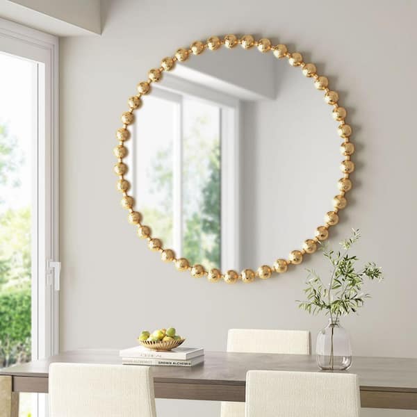 Miscool Anky 36 in. W x 36 in. H Iron Framed Round Decorative Accent Wall Mirror