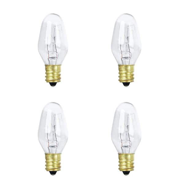 Feit Electric 4-Watt Equivalant C7 2700K Clear Incandescent E12 Night Light Bulb (4-Pack)