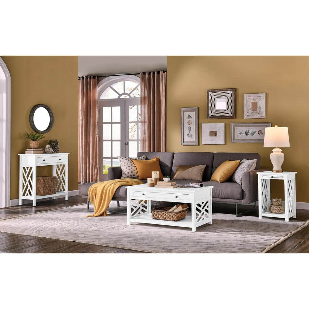 Coventry 32" White Pine Console Table with Open-Side Storage