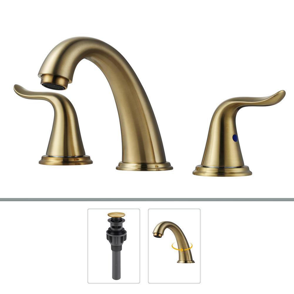 Aleasha 8 In Widespread Double Handle Bathroom Sink Faucet In Gold Al