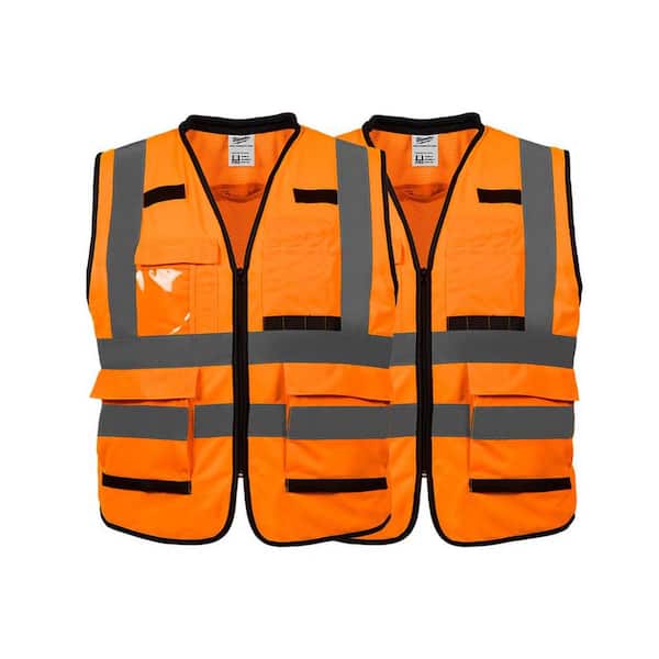 Milwaukee 4X-Large/5X-Large Orange Class 2-High Visibility Safety Vest with 10-Pockets (12-Pack)
