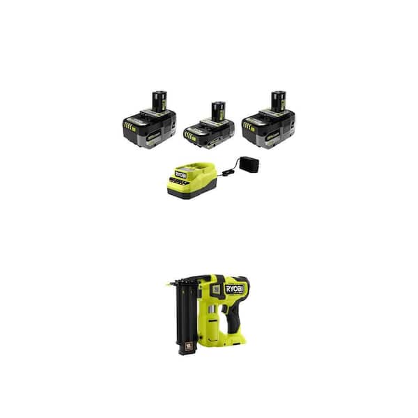 ONE+ 18V Starter Kit with 2.0 Ah Battery, (2) 4.0 Ah Batteries, Charger and 18-Gauge Brad Nailer