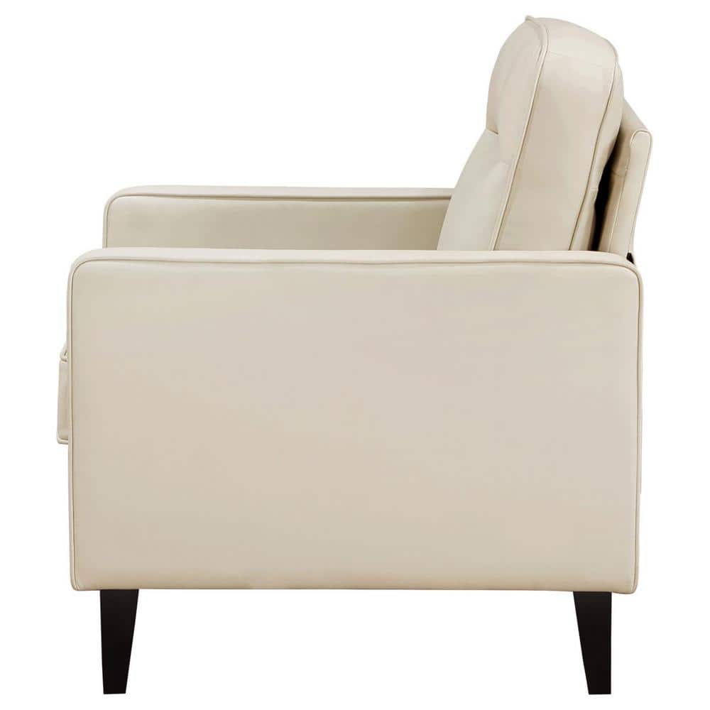 Cream Faux Leather Transitional Club Accent Chair