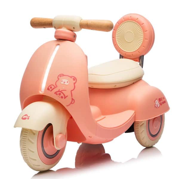12 V Pink Kids Ride On Electric Motorcycle with Special Wooden Handle ...