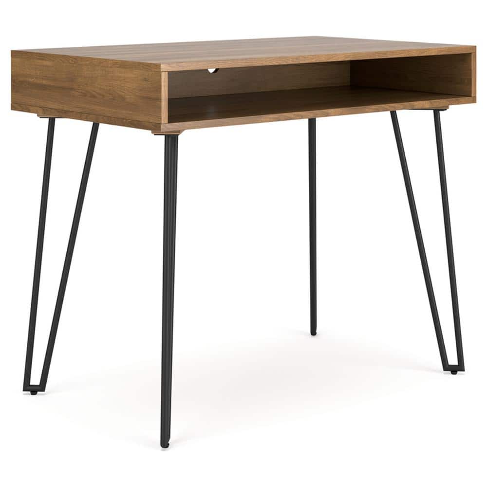 Strumford 36" Brown Wood and Black Metal Home Office Desk