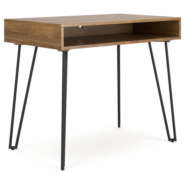 Signature DESIGN BY ASHLEY Strumford 36 in. Rectangular Brown/Black Wood Desk With Shelf