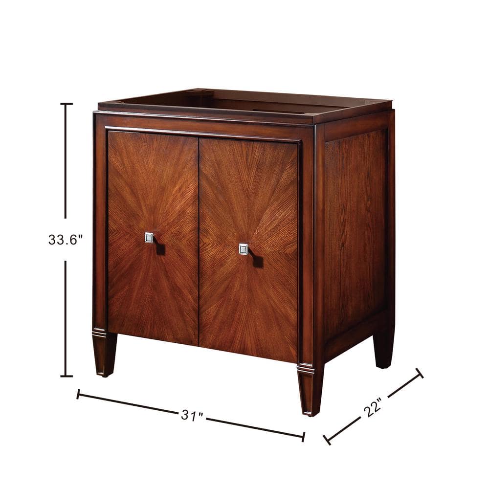 Brentwood 31" Walnut Wood Single Bathroom Vanity Base
