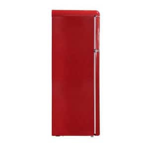 7.5 cu. ft. Retro Mini Fridge in Red with Rounded Corners and Top Freezer