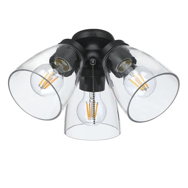 Westinghouse 3-Light LED Ceiling Fan Light Kit Cluster, Matte Black with Clear Glass