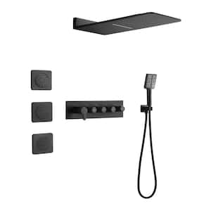 2-Spray 2 GPM Rectangle Wall Mounted Dual Shower System with 3 Body Sprays and Handheld Shower in Matte Black