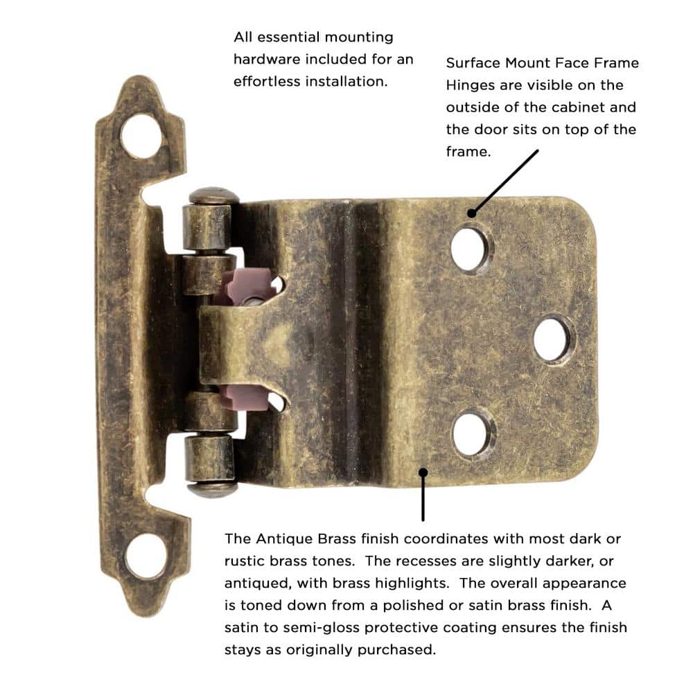 Antique Brass Self-Closing Inset Cabinet Hinge
