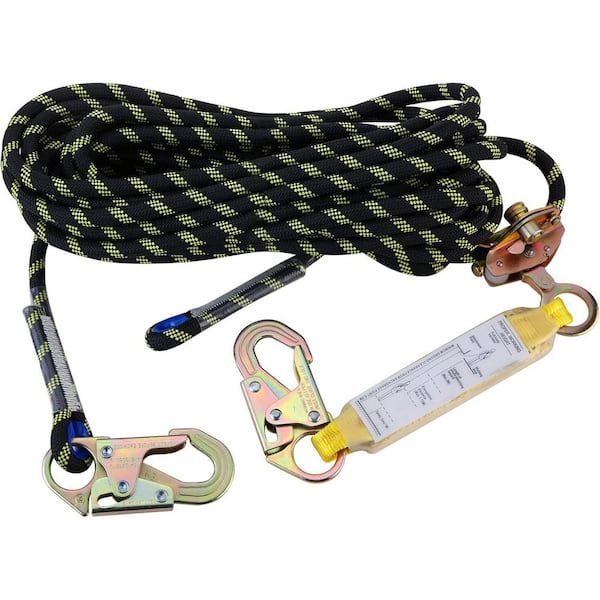 100 ft. Vertical Lifeline Assembly with Rope Grab Snap Hooks Shock Absorber CE Standard Fall Protection Kit