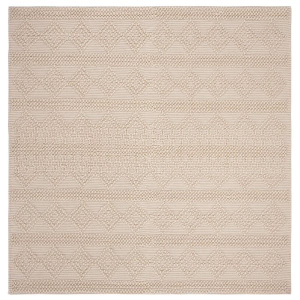 Natura 8 ft. x 8 ft. Square Ivory Striped Diamonds Area Rug