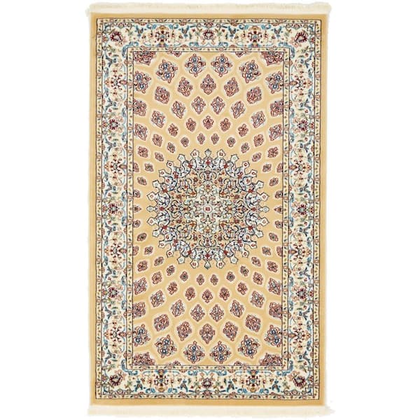 Unique Loom Narenj Nottingham Tan 3' 0 x 5' 0 Area Rug