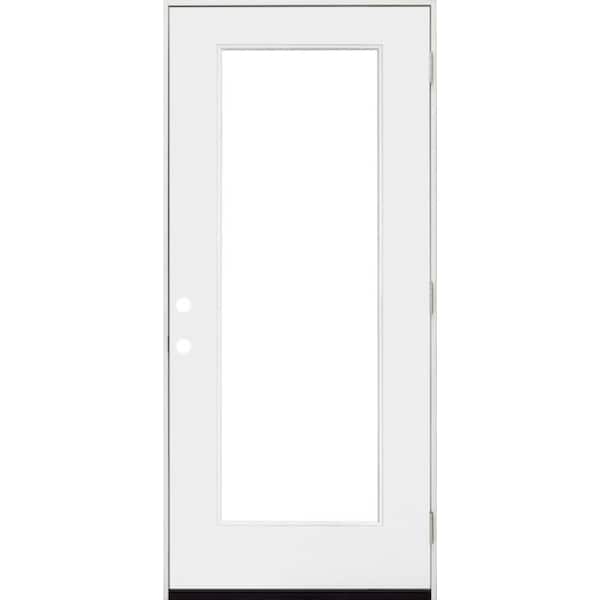 Steves & Sons 36 in. x 80 in. Legacy Series Full Lite Clear Glass Left Hand Outswing White Primed Fiberglass Prehung Front Door