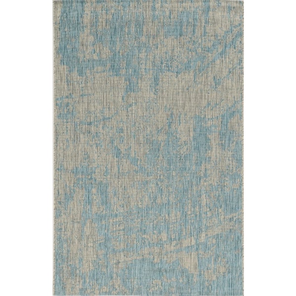 Isla Teal 3 ft. x 5 ft. Transitional Distressed Indoor/Outdoor Area Rug