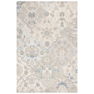 Glamour Gray/Blue Doormat 3 ft. x 5 ft. Floral Area Rug