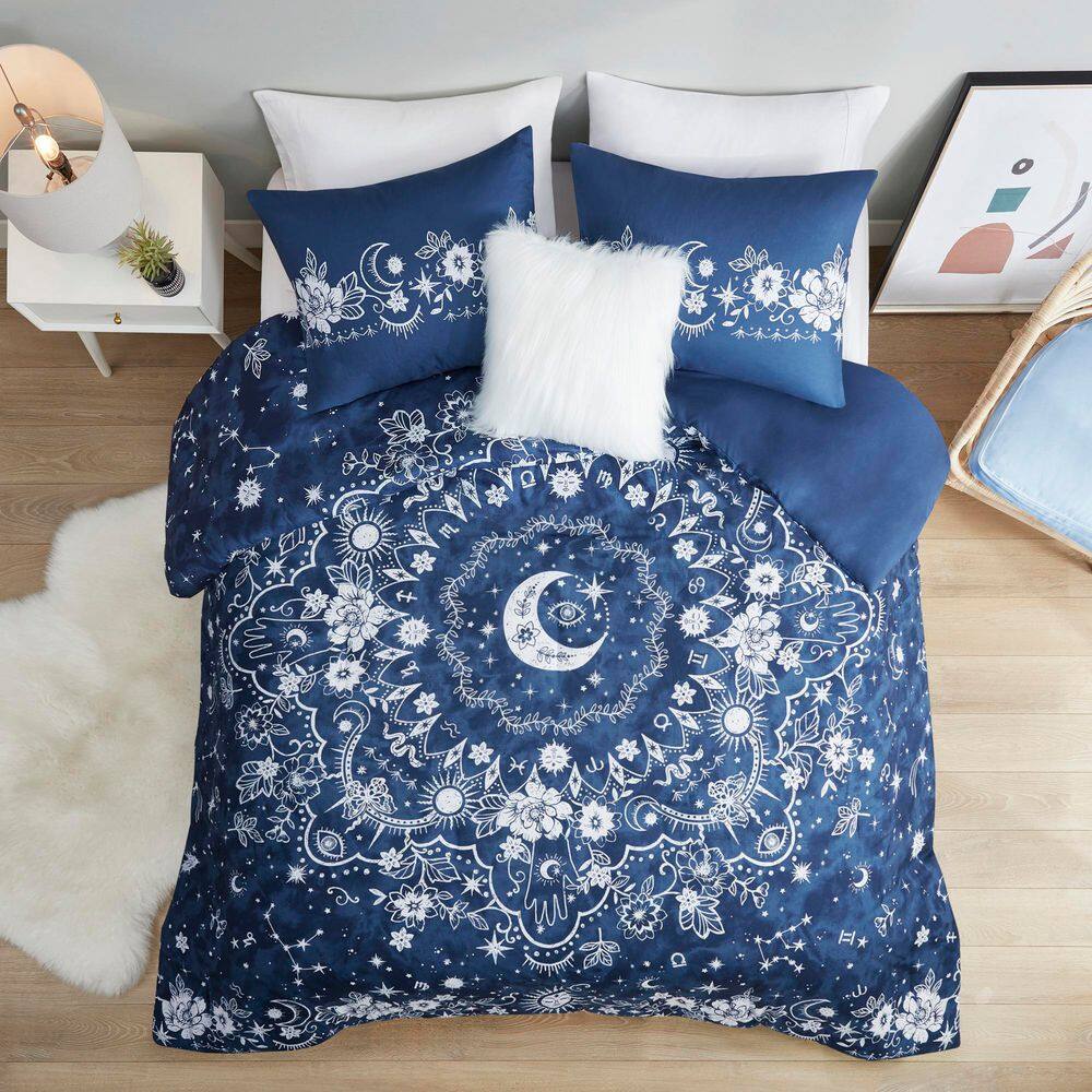 Navy Celestial Cotton Full/Queen Duvet Cover Set