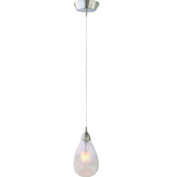 Hampton Bay Arctica Collection 1-Light Satin Nickel Hanging Pendant