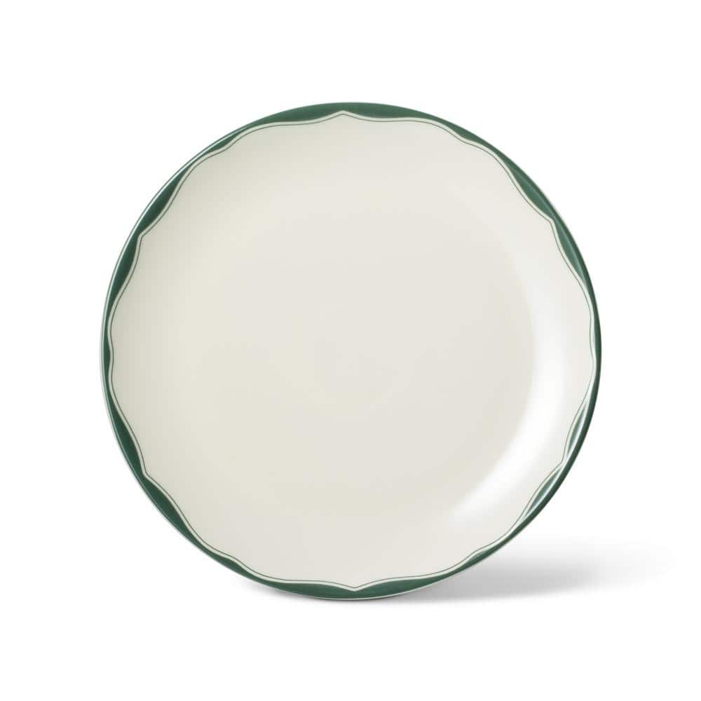 Sage and White Porcelain 12-Piece Dinnerware Set for 4