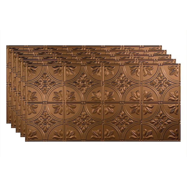 Fasade Traditional #2 2 ft. x 4 ft. Glue Up Vinyl Ceiling Tile in Oil Rubbed Bronze (40 sq. ft.)