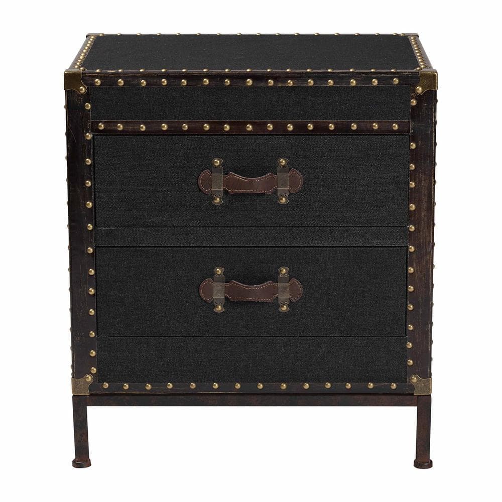 Laura 23.6 in. Black Rectangle Canvas 2-Drawer End Table - thumbnail 5