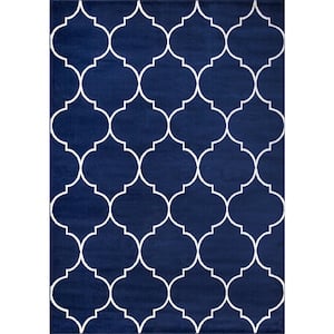 Jefferson Collection Morocco Trellis Navy 5 ft. x 7 ft. Area Rug