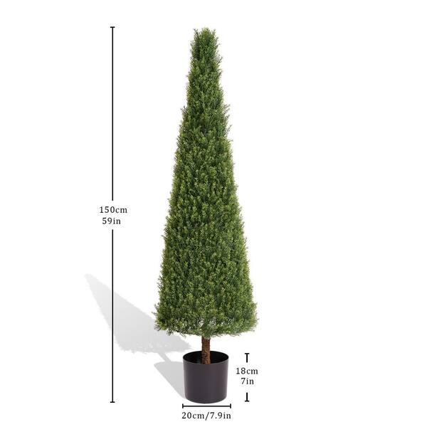 AOKIIE 6FT Artificial Topiary Cedar Plants Outdoor, Faux Pine Trees UV Resistant And Potted, 72 Inch Tall Fake Shrubs Evergreen For Front Porch Decor Set Of 2