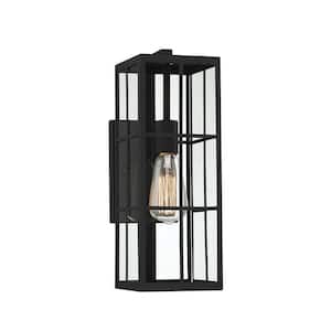 Ericson 5.50 in. W x 16 in. H 1-Light Matte Black Outdoor Hardwired Wall Lantern Sconce with No Bulb Included