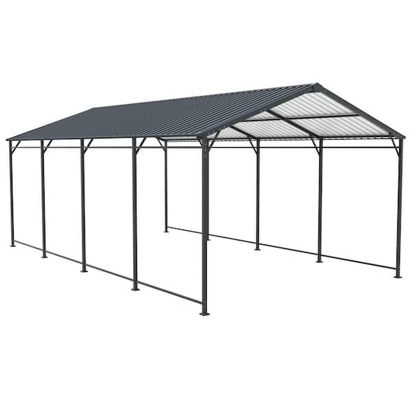 12 ft. W x 21 ft. D x 9 ft. H Charcoal Heavy Duty Carport with Galvanized Steel Roof and Frame for Cars, Trucks, Boats