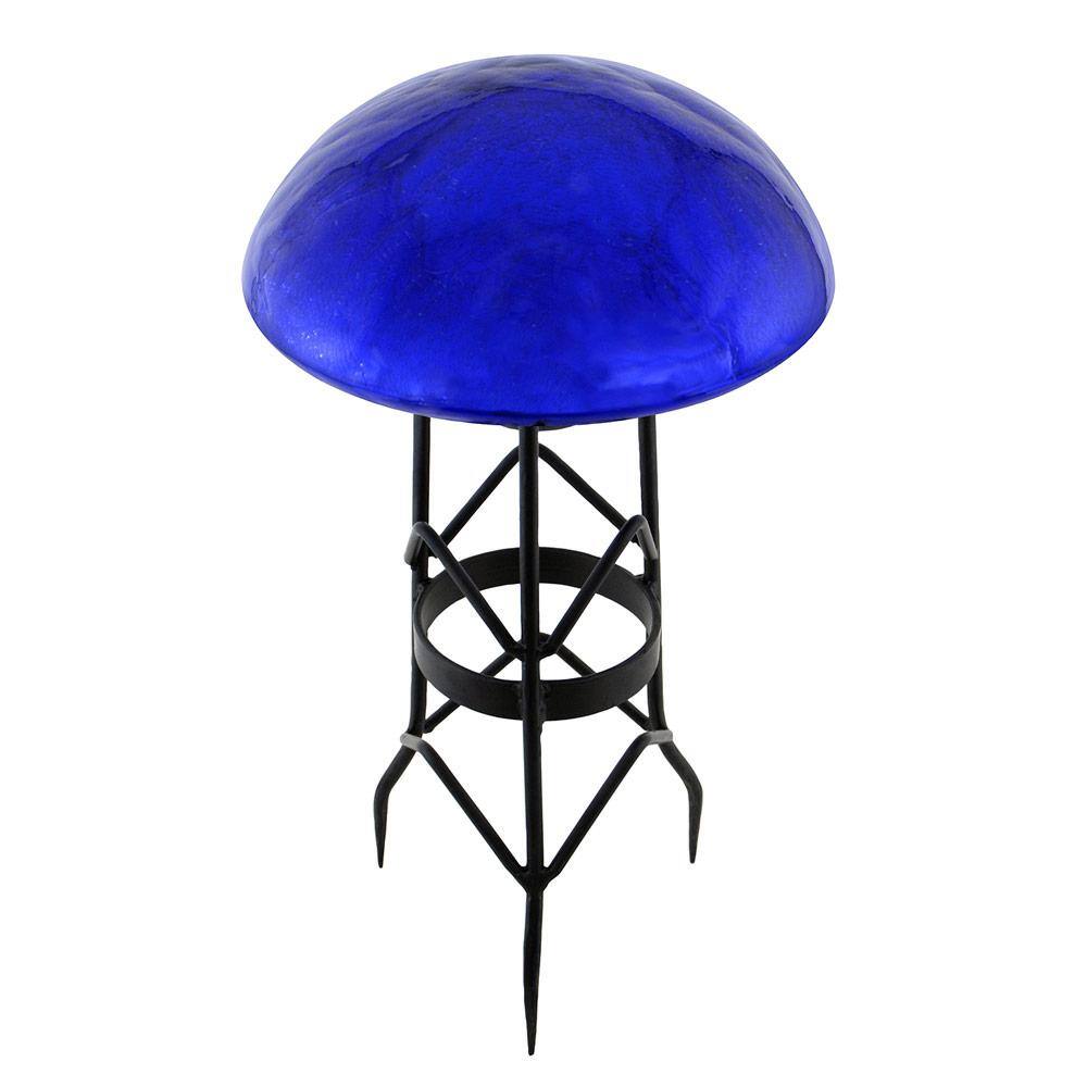 Cobalt Blue Crackle Glass Toadstool Gazing Globe Ball